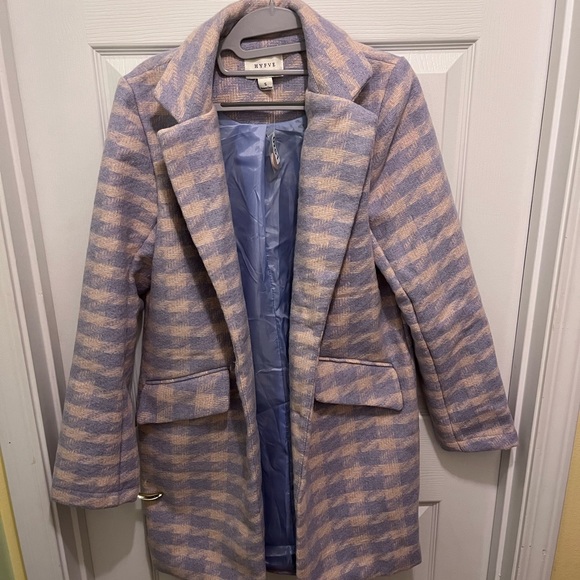 HYFVE Houndstooth Lilac Front Pocket Pea Coat. Size Small. NWOT - Picture 3 of 11